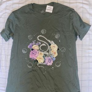 Green Tee Shirt with Design.